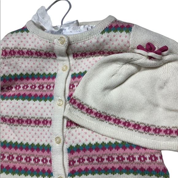 New Heirlooms Knitted Floral Dot Outfit size 3-6 months - Picture 2 of 7